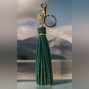 Brahmin xl large turquoise Tassel Key Holder charm
